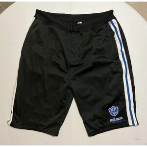 Y2K Ecko Unltd Baggy Track Shorts Mens 4XL Black Blue Stripe Mesh Streetwear